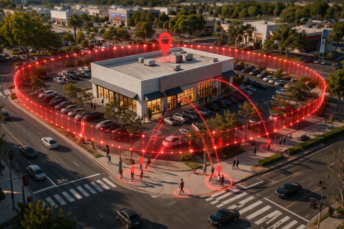 Geofence perimeter around a competitor storefront